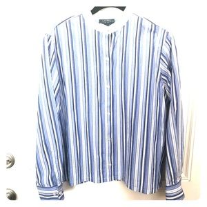 Ralph Lauren mandarin collar- stripe button up top